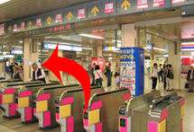 On the left side, there is a connecting path to subway station when you pass the ticket barrier.